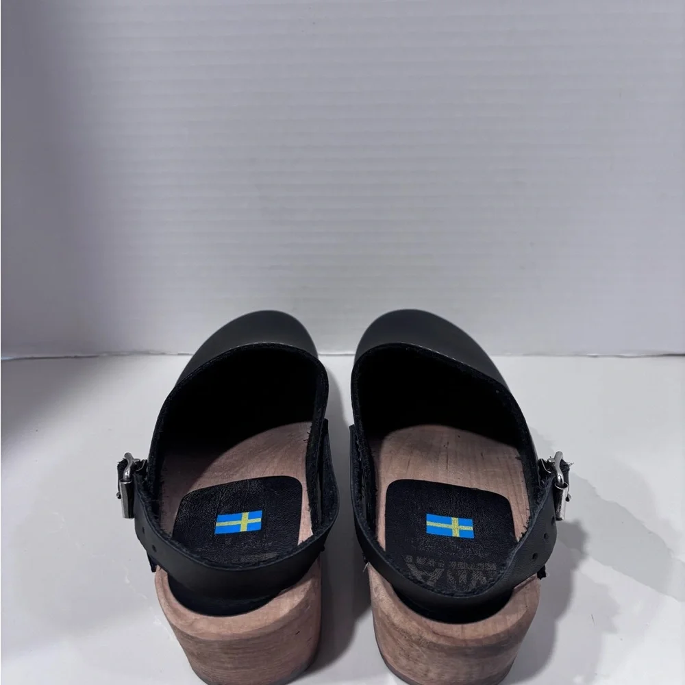 MIA Alma Lug Leather Swedish Anatomisk Clogs Shoes Black Size 40 - Picture 2 of 8